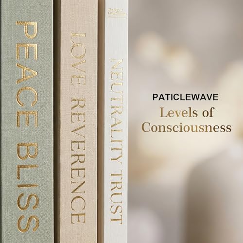 Decorative Book Box Set of 3 with Storage - Linen Hardcover Faux Books for Coffee Table, Bookshelf - Includes Energy Card & Keepsake Gift (Beige)
