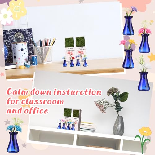 24 Sets Mother's Day Bulk Gifts for Women Teacher Nurse Appreciation Positive Mini Bud Vases with Flower Office Desk Decor Mini Box Breathing Thank You Gifts for Graduation Coworker Staff (Blue) - color: Blue