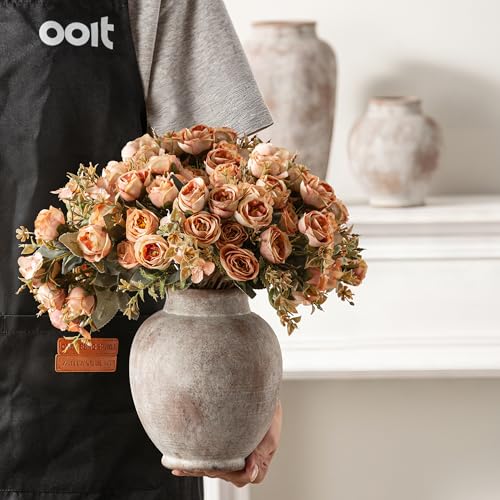 Ceramic Flower Vases Home Decor, Rustic Farmhouse Decorative Vase Pottery Pampas Grass Vases for Decor Table Living Room Entryway Mantel Bookshelf Bedroom Bathroom Kitchen - 7.4 Inch Rustic - color: 6.7"h - Rustic