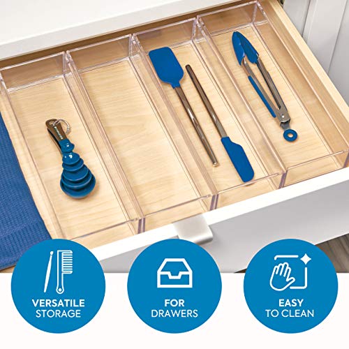 iDesign Clarity Plastic Drawer Organizer, Storage Container for Silverware, Utensils, Kitchen Gadgets in Pantry, Cabinets, Countertops, 4" x 12" x 2" - Clear - color: Clear, style: Pack of 1