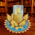 DIY Diamond Art Painting Candlestick Holders 5.71in Mandala Flower Shape Desk Candle Tray Tabletop Ornaments for Wedding Ramadan Party Home Table Centerpiece-Mandala09 - color: Mandala09