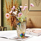 Unique Hand Painted Colorful Peacock Shaped Crystal Glass Vase-11 inch Tall. (Hand Painted Colorful) - color: Hand Painted Colorful