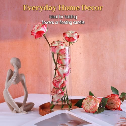 UPBUD 12pcs Glass Cylinder Vases for Centerpieces | 10 Inch Tall Flower Vase for Wedding Decorations, Floating Candle Holders for Dinner Table, Bridal Shower, Office Home Décor - color: 10 Inch