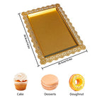 2Pcs Rectangle Iron Cupcake Serving Tray Fruit Dessert Plates for Party Anniversary Wedding Christmas Baby Shower (Gold) - color: Gold