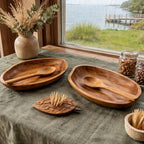 Teak Wood Multi-Purpose Catchall Tray – 12.8" Live Edge Decorative Organizer for Keys, Jewelry & Coffee Table Decor