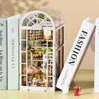 TOYQI Book Nook Kit, DIY Miniature Dollhouse Kit for Adults and Teens, Booknook Tiny House Kit Bookshelf Decoration 3D Wooden Puzzle Bookend - style: Coffee Garden
