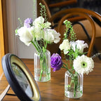 24Pcs Glass Cylinder Vases, Clear Ribbed Bud Vases for Centerpieces Weeding Decoration, Tall Clear Flower Vases in Bulk for Table Shelf, Party(Ribbed)