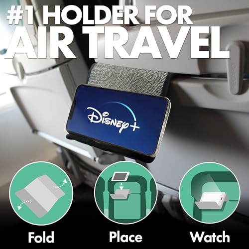 Flight Flap Airplane Phone Holder, Flexible Cell Phone Holder, Folding Cellphone Stand for Desk, Bed, Office, Treadmill - Airplane Gadgets for Long Travel Accessories - Plane Essentials (Tweed) - color: Tweed, size: Large