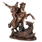 Veronese 10 5/8 Inch Saint George Slaying Dragon Cold Cast Resin Statue Bronze Finish