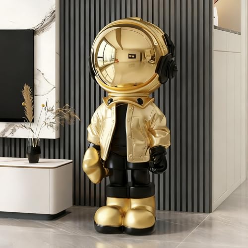 Astronaut Sculpture, Large Spaceman Statue for Home Decor, Living Room, Office, Bedroom, and Retail Spaces, Unique Space-Themed Home Accent. - color: Dark Gold