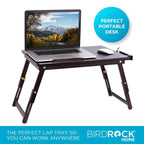 Sofia + Sam Bamboo Laptop Lap Tray with Adjustable Legs | Foldable Breakfast Serving Bed Tray | Lap Desk with Tilting Top and Side Drawer | Laptop Stand | Walnut