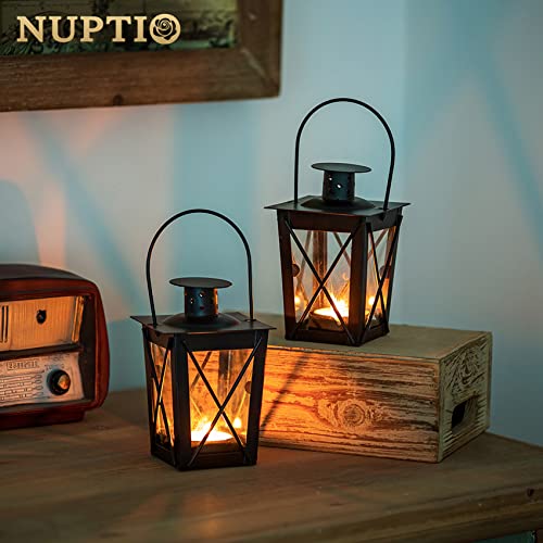 4 Pcs Vintage Black Metal Mini Decorative Candle Lanterns Tealight Candle Holder & Led Tea Light Candleholder Decoration for Birthday Parties Wedding Centerpiece Relaxing Spa Setting (Black, 4 Pcs) - size: 4 Pcs