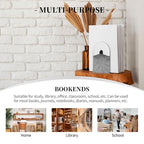 Simple House Silhouette Line Minimalist Bookends for Shelves 2 Pcs Wooden Book Stopper Organizer for Home Office Libraries