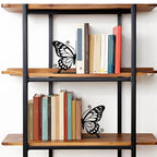 Metal Butterfly Bookends Cute Book Ends for Home Office Decor Bookshelf Decor Accessories Ideal Gift for Book Lovers(Black)