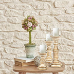Candle Holder Stand Wooden, Pillar Candle Holders, Unity Candle Holders, Rounded Turned Colums, Country Style Ideal for Gift, Wedding, Christmas, Party, Home,Spa - 10,8,6 Inch- Set of 3, White Wash - color: White Wash, size: 10,8,6 Inch Set of 3 - Mid Cut