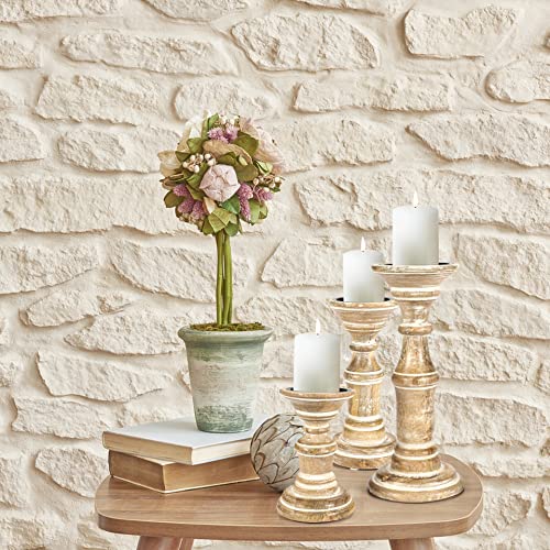 Candle Holder Stand Wooden, Pillar Candle Holders, Unity Candle Holders, Rounded Turned Colums, Country Style Ideal for Gift, Wedding, Christmas, Party, Home,Spa - 10,8,6 Inch- Set of 3, White Wash - color: White Wash, size: 10,8,6 Inch Set of 3 - Mid Cut