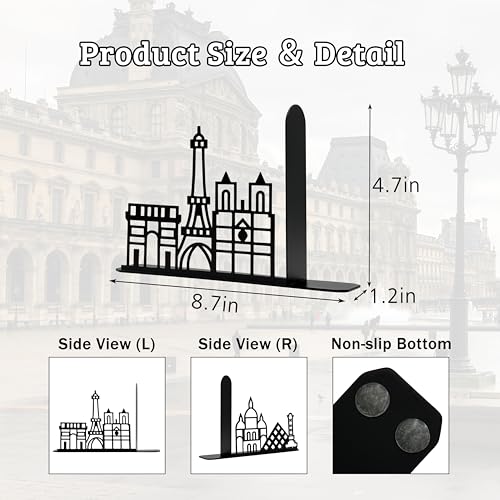 Metal City Skyline Modern Bookends, Paris Decor, Paris Souvenirs Eiffel Tower Decor, French Decor - color: Paris