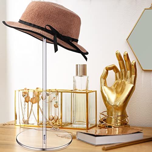 Yookeer 2 Set 12 Inch Clear Acrylic Hat Stands and Wig Display Rack Stands for Multiple Hats Display Tabletop Baseball Caps Watch Helmets Tabletop (Round Bottom) - color: 12 Inch in Height, style: Round Bottom