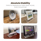 Acrylic Book Display Stand Clear Easel Stand, Plate Display Stands, Acrylic Book Easel for Displaying Books, Picture, Notebooks, Platter, Photo, Artworks (Clear 01, 8.7 x 8.2 x 4.9 inch)