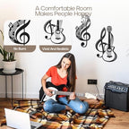 Musical Note Metal Wall Art Vase with Flowers, Hanging Decor for Indoor Living Room, Kitchen, Bedroom (Guitar Musical Notes 2 Pack)