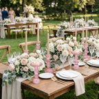 Pink Candlestick Holders Set of 6, Taper Candle Holders, 4.3" H & 6.3" H Glass Candle Holder for Candlesticks & Pillar Candles, Candle Holder for Table Centerpieces, Wedding and Mother's Day - color: Pink