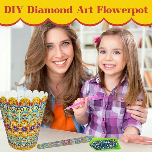 ILYUFO Diamond Art Kits for Adults, DIY Flowerpot Diamond Art, Diamond Painting Kit, Ideal Desktop Ornaments & Thoughtful Female Gifts (Wealth) - color: wealth