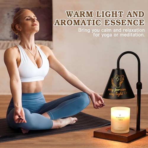 Funistree Candle Warmer Lamp with Timer Dimmable, Anniversary Birthday Wedding Gifts for Women Men Couple, Adiustable Height Candle Warmer Black Candle Lamp - color: Valentine