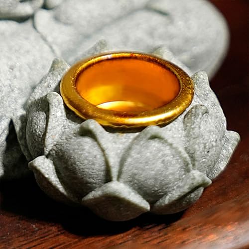 Meditating Buddhas Figurine Stone Sculpture with Tealight Candle Holder Meditation Statue Garden and Indoor Decoration