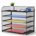 A4/Legal/Letter Size，5 Tier Mesh Letter Tray File Organizer,15.2 x 9.5 x 13.4 inches,Office File Folder Holder,Space Saving,Black - style: 1-Pack