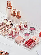 SMARTAKE 22-Piece Drawer Organizer with Non-Slip Silicone Pads, 4-Size Clear Desk Drawer Organizer Trays Storage Tray for Makeup, Jewelries, Utensils in Bedroom Dresser, Office and Kitchen, Clear - size: Large