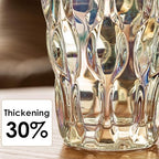 Luxury Tall Glass Vase, Premium Geometric Shape Flower Vase - White Textured Surface Home Decor, Decorative Modern Farmhouse, Ideal for Shelf, Mantle, Table & Entryway Decor, Clear