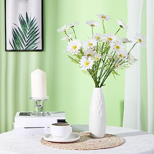 10 Pack Composite Plastic Flower Vases Bulk White Small Tall Conic Floral Vases for Centerpieces Unbreakable Bud Vase for Wedding Party Living Room Decor (Elegant) - style: Elegant