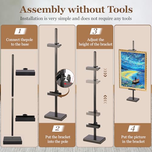 1pcs Adjustable Tabletop Easel Stand for Picture Frames, Picture Easels for Display, Gold Easel, Picture Frame Stand, Adjustable Art Easel.(30inch,Black) - color: Black, size: 30inch