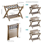 SMIBUY Luggage Rack, Foldable Bamboo Suitcase Stand with Storage Shelf for Guest Room, Bedroom, Hotel, Heavy-Duty, 1 Pack (Walnut) - color: Walnut