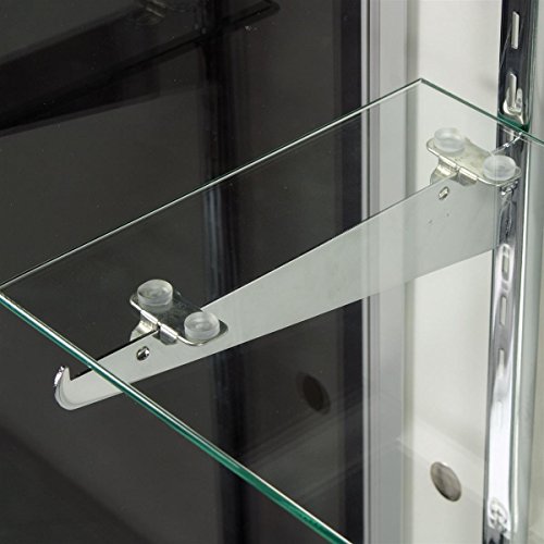 Displays2go Glass Display Cabinet, Free‑Standing Aluminum Showcase with Tempered Glass & Locking Sliding Doors for Retail Use (IEV4WKD)