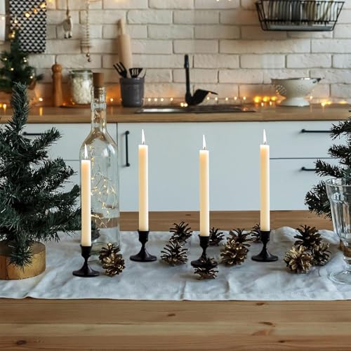 Vintage Black Taper Candle Holders Set of 6, Metal Candlestick Holders Elegant Handcrafted Décor for Weddings, Dining & Meditation,Table Centerpiece, Party, Christmas Decoration or Home Decor - color: Black, size: 6PC