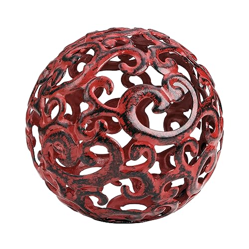 Everydecor Metal Decorative Sphere for Home Decor - Decorative Balls for Shelves, Centerpiece Bowls, Bookshelf - Decoration Orbs Accents for Living Room, Bedroom - Fancy Red Shelf Spheres - color: F. Red, size: 4 Inch