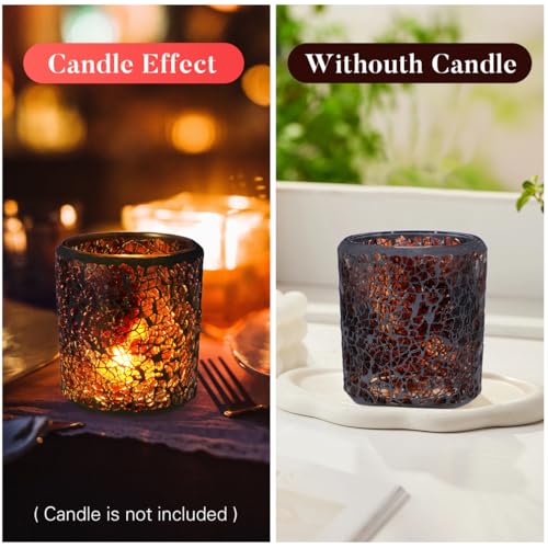 OSALADI Mosaic Candle Holder Votive Candle Holder Mosaic Cracked Tea Lights Candlestick for Thanksgiving Christmas Wedding Decor
