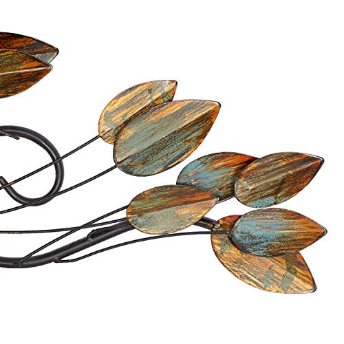 Deco 79 Metal Leaf Home Wall Decor Wall Sculpture, Wall Art 34" x 1" x 10", Brown - color: Brown, size: 34"L x 34"W
