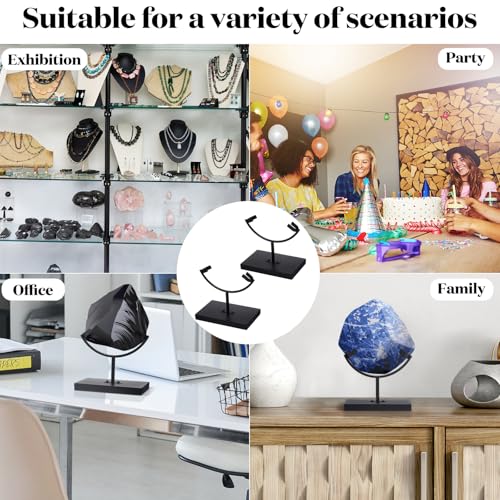 Marsui Large Rock Display Stand Slab Stands Crystal Holders Metal One Arm Two Prong Display Easel Holder for Plate Slab Slice Fossil Flat Minerals Crystals(5.91 x 3.74 x 5.31 Inches,Black) - size: 5.91 x 3.74 x 5.31 Inches