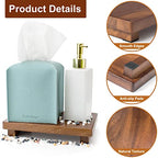 Walnut Wood Pedestal Stand, Wooden Soap Tray Farmhouse Decor Wood Riser Display for Bottle Plant Makeup Tissues Candles Towels Jewelry (Medium, 9 x 5.9 x1.57Inch) - size: Medium & 9*5.9*1.57‘’