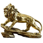 Gold Lion Statue for Home Decor - 8.7" Modern Resin Climbing Lion Sculpture - Luxury Office Desk Accessories & Motivational Gifts for Men (Polished Gold Finish)