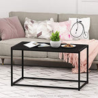 FURINNO Camnus Modern Living Coffee Table, Americano, 15.74 in x 30 in x 17.51 in - color: Americano, size: Rectangular Metal Frame