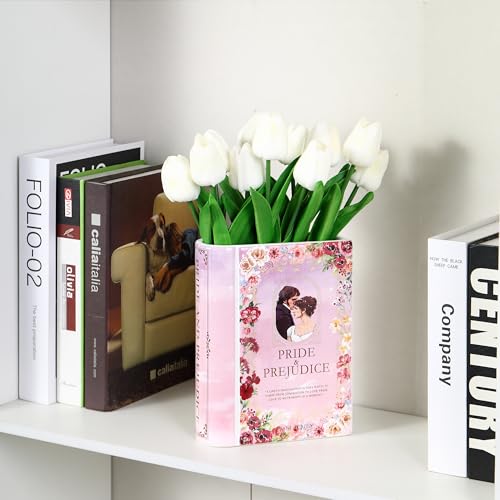Ceramic Book Vase, Book Vase for Flowers, Book Flower Vases, Ceramic Book Shaped Vase, Unique Ceramic Vases for Home, Office, Bedroom, Living Room, Dining Table - color: Pride&prejudice, size: Ceramic-8"