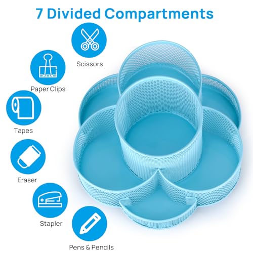 Topwey Pen Holder for Desk, Rotating Pencil Holder, Cup Holder for Desk Office, Pen Organizer (Sky Blue) - color: Sky Blue