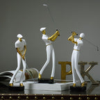 HAUCOZE Golf Figurine Statue Golfer Sculpture White Modern Home Decor Sports Office Gift Polyresin 9.6 Inch