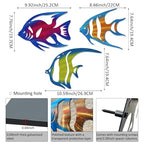 LiveInUrban Coastal Wall Art Angelfish Metal Wall Sculptures, Ocean Beach Themed Metal Hanging Home Decoration 3PCS 9.9"x7.8" - color: angelfish