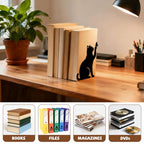 Peacoblue Metal Bookends for Shelves, Modern Decorative Heavy Duty Study Book Ends Stoppers for Office, Desk, Shelf, Room 5.3"x4.3"x7.9" Cast Iron Simple Tall Bookends 1 Pair (Cat and Dog) - style: Cat and Dog