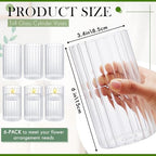 6 Pcs 6 Inch Tall Glass Ribbed Cylinder Vases Clear Floating Candle Flower Vase in Bulk, Hurricane Candle Holder for Wedding Housewarming Gift Table Centerpieces - color: Clear, size: 6 Inch