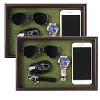 Zosenley Wooden Valet Tray with Leather Base - Nightstand Catchall Organizer for Cologne, Perfume, Keys, Wallet, Phone, Watch, Jewelry & Sunglasses (2Pcs Green) - color: 2Pcs Green